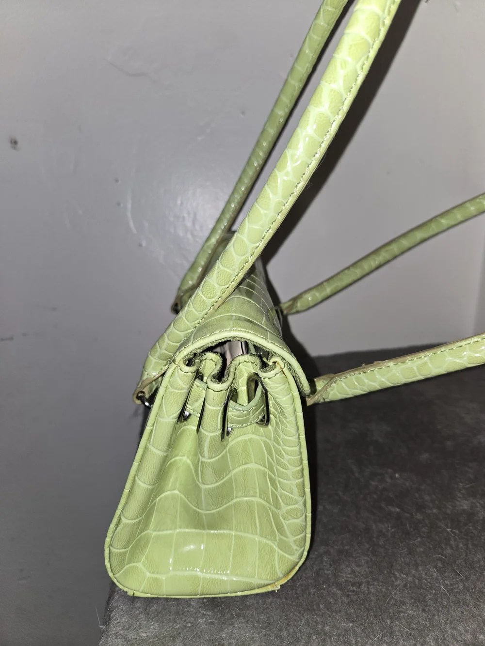 Vegan Leather Crocodile Print Shoulder Bag